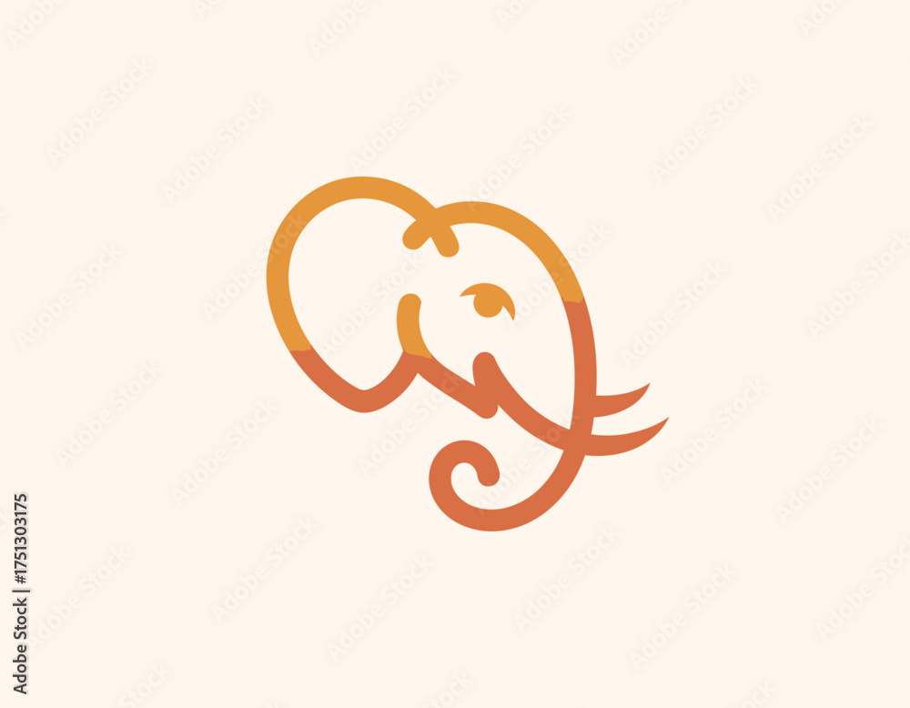 Obraz premium A stylized illustration of an elephant, using warm tones, symbolizing memory and wisdom, making it a perfect representation for projects focused on sustainability and legacy.