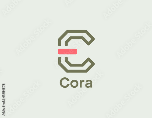 An imaginative logo featuring the letter 'C', interwoven with clever shapes and colors, representing connection and innovation for brands focused on technology or community.