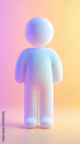 Simple 3D Rendered Figure on Pastel Background.