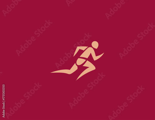 Capturing speed and movement, this image features a stylized running figure in warm tones against a vibrant background, symbolizing athleticism and motivation.