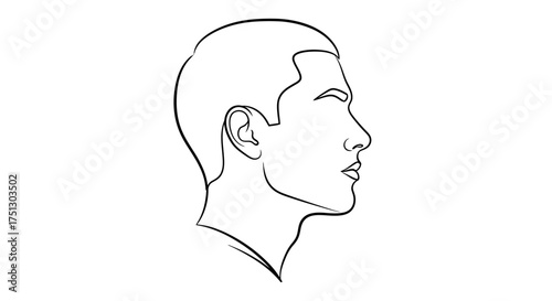 Single line drawing of a man's profile in minimalist style  