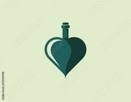 This image features a heart-shaped bottle, symbolizing love and affection. The sleek design combines elements of romance and creativity, suitable for various art applications.