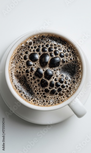 Coffee Cup Filled With Dark Brew and Foam on White Background During Morning ...