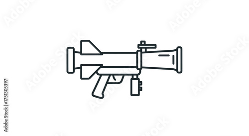 Line art icon of a military rocket launcher weapon.