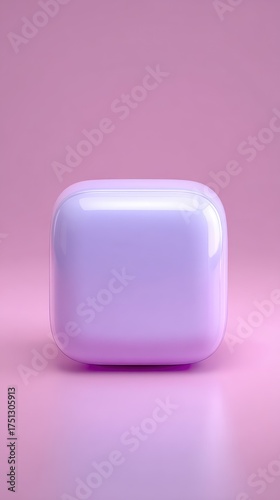 Soft square shape in a pink studio, minimalist design.
