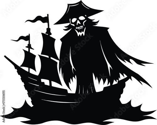 Ghost Pirate Shipwreck Silhouette