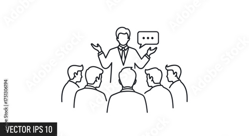 Vector Illustration of a Businessman Giving a Presentation to Audience.