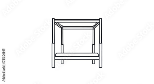 Simple Line Art Drawing of a Classic Four-Poster Bed Frame.