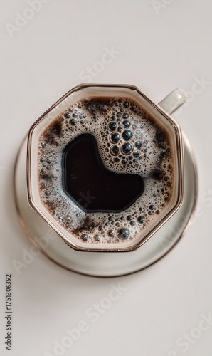 Coffee Cup Filled With Dark Brew and Foam on White Background During Morning ...