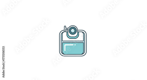 Stylized light blue hip flask icon with a small cap.
