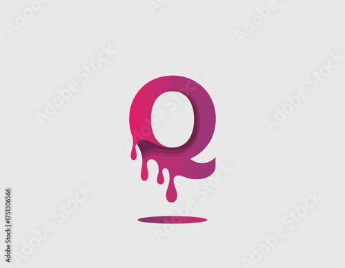 This Q logo features a unique dripping design, combining creativity and fun, perfect for brands targeting a youthful audience or artistic industries.