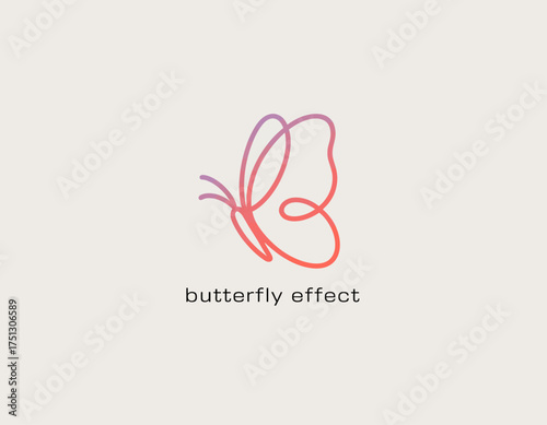 This artistic logo presents a minimalist butterfly design that embodies transformation, beauty, and the concept of small actions creating significant impacts in the world.