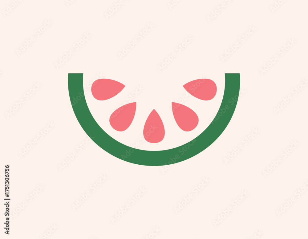 Obraz premium This image features a minimalistic illustration of a watermelon slice, capturing its playful colors and shapes, representing summer, freshness, and the joy of fruit.