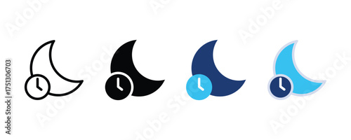 Sleeping time icon. Night mode icon. Night shift icon. Late night clock hour shift routine vector symbol