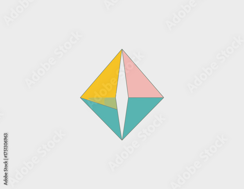 This modern geometric pyramid, adorned with vibrant colors, represents balance and stability while infusing an abstract artistic essence into the composition.