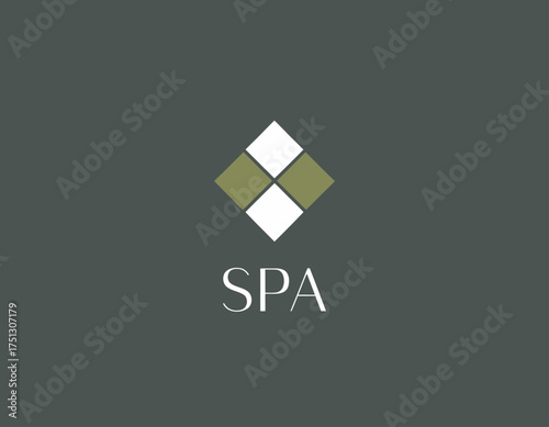 Featuring elegant geometric shapes, this spa logo conveys luxury and relaxation, making it a perfect symbol for wellness centers and beauty retreats.