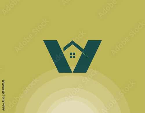 This image presents a uniquely designed W logo that incorporates a house element, representing home, security, and a modern touch in branding and design.