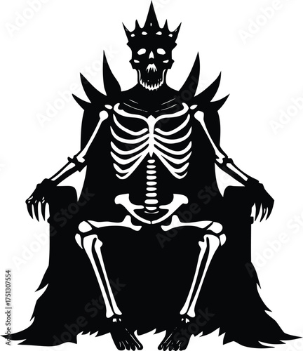 Skeleton King On Bone Throne Silhouette