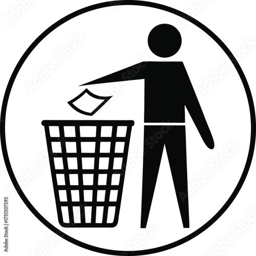 Person discarding paper into bin trash