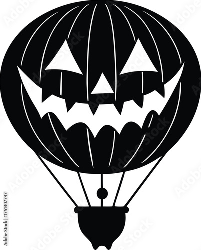 Spooky Jack O Lantern Hot Air Balloon Silhouette