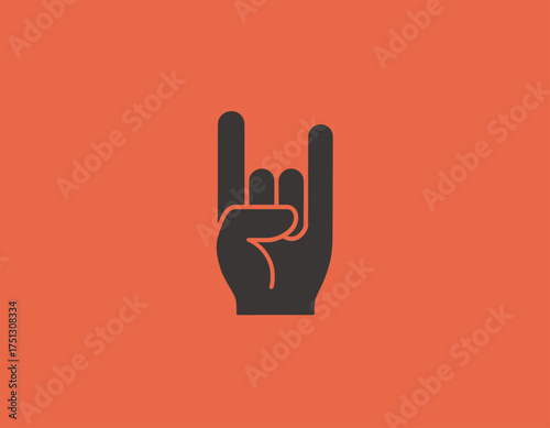 An iconic rock hand gesture logo design, representing music culture and rebellion, perfect for bands, music festivals, or any creative artistic expression in the industry.