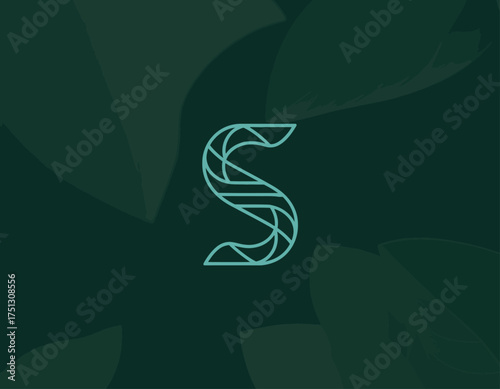 This image features a sophisticated green background combined with a stylized letter S that evokes nature and purity, symbolizing growth and vitality for branding.