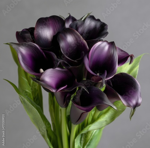 Beautiful Dark Purple Calla Lilies Arranged for a Floral Display at a Special...