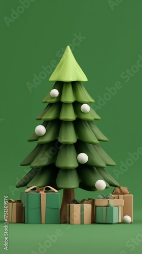 Decorative Christmas Tree With Neatly Wrapped Gifts for the Festive Season
