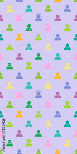 Colorful Seamless Pattern of Diverse Avatars, texture