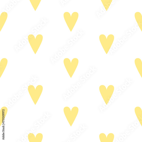 White background with yellow hearts seamless pattern