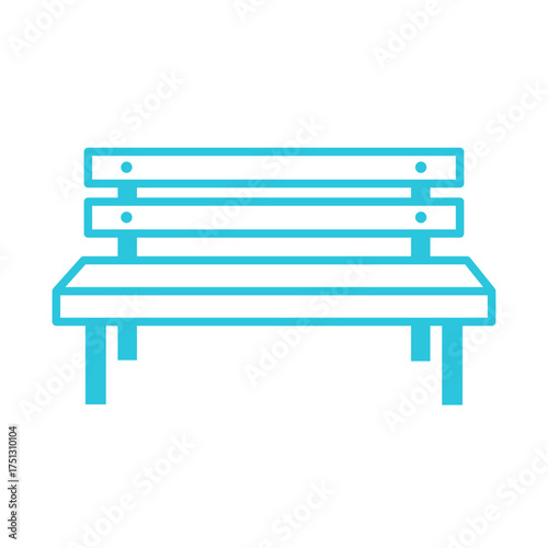 Simple homemade unique wooden bench icon. Isolated on white background. Blue icon