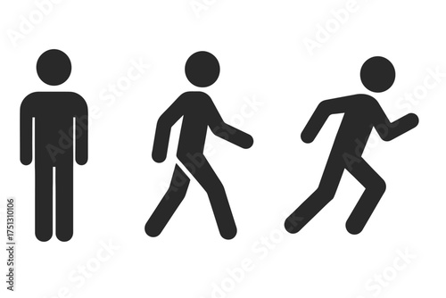 Human figure walking progression icons displaying stationary to running