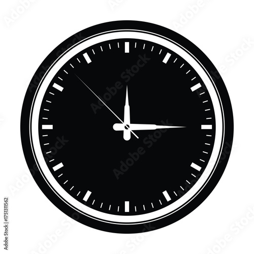 black watch, smart clock icon, showing time clock simple design Flat design vector illustration white background