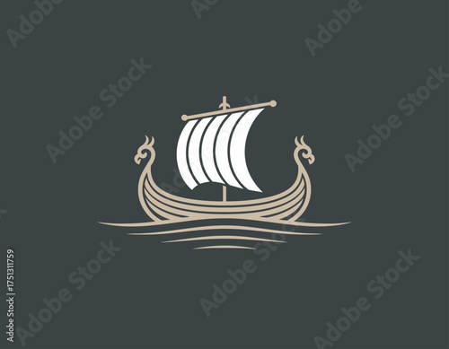 This elegantly designed Viking ship, symbolizing adventure and exploration, captures the essence of maritime history with its intricate lines and classic silhouette.