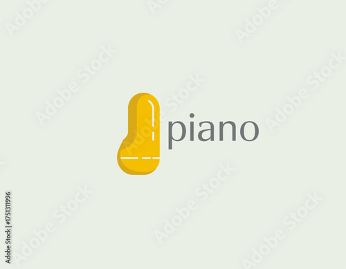 A fun and imaginative logo representing a piano key in a vibrant yellow color, perfect for music-related industries or businesses promoting creativity and musical education.
