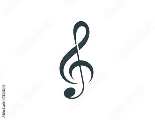 An artistic treble clef symbol illustrating the essence of music, harmony, and creativity, evoking emotions associated with sound and art in a minimalist style.