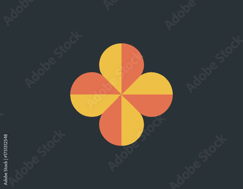 An abstract flower logo featuring vibrant colors and circular patterns represents creativity and harmony, ideal for businesses focused on art and nature.