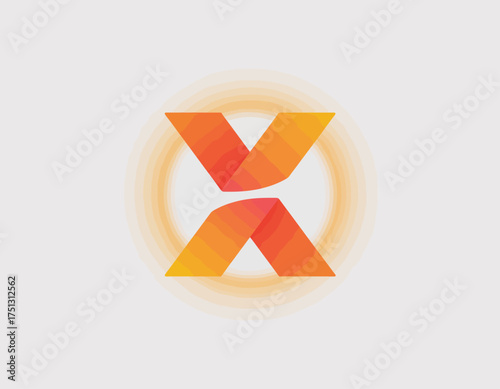 This dynamic 'X' logo interweaves bright orange and red hues to create a sense of movement, energy, and passion, perfect for brands focused on innovation and creativity.