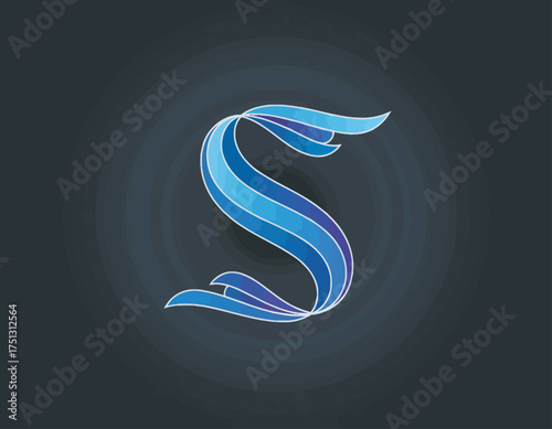 A modern and fluid logo design of the letter S, representing creativity and elegance, perfect for brands in arts, design, or luxury sectors.