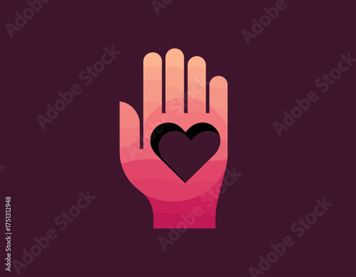 The image presents a hand with a heart, symbolizing compassion and human connection, ideal for charities and organizations focused on care and community support.