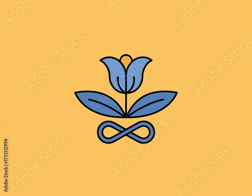 A charming floral logo with a soft infinity loop element, embodying growth, continuity, and eternal beauty in a simplistic yet appealing design aesthetic.