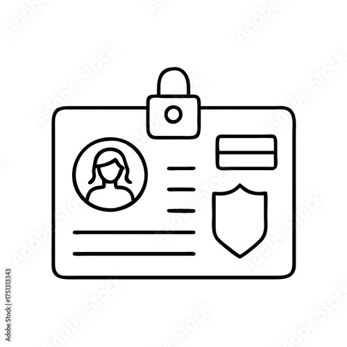 Vector art of security identification card with a padlock symbol, representing access control and personal data protection