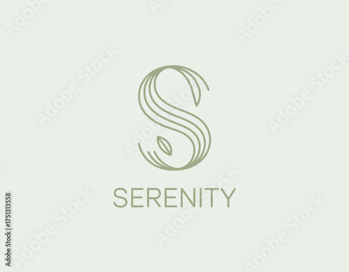 This logo showcases a flowing, artistic design of the letter 'S', symbolizing serenity and calm, perfect for brands focused on wellness and tranquility.