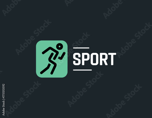 This energetic logo features a simplistic yet dynamic representation of a running figure, paired with the word 'SPORT', emphasizing movement and athleticism.