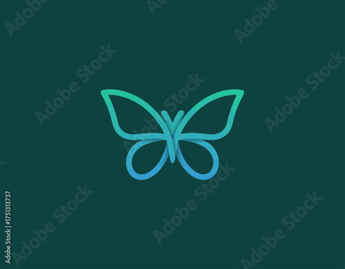 This serene and elegant logo design features a stylized butterfly shape, illustrated with soothing gradient colors, symbolizing transformation and freedom.