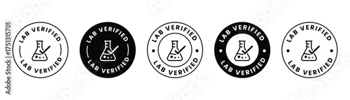 lab verified vector icon set. Lab Verified tested label, logo, badge, icon, sticker, symbol. Lab Verified label for product packaging design. vector illustration
