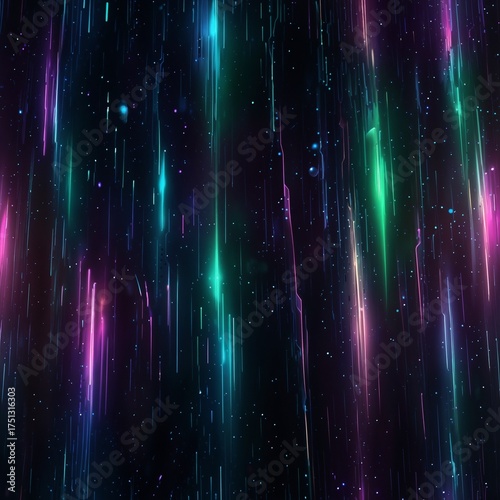 Colorful abstract background with streaks of light and shimmering stars 