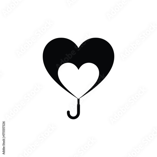 Heart Shaped Umbrella – Romantic Love Protection Vector