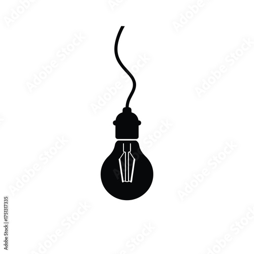 Hanging Edison Light Bulb on Curved Cord – Minimal Silhouette