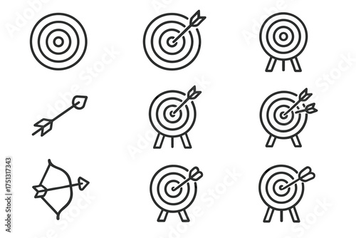 Archery target and arrow icons collection
